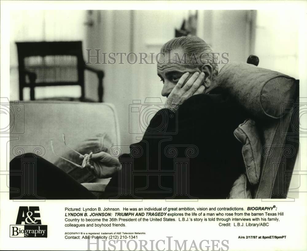 1997 Press Photo Biography: Lyndon B. Johnson: Triumph and Tragedy, on A&amp;E.-Historic Images
