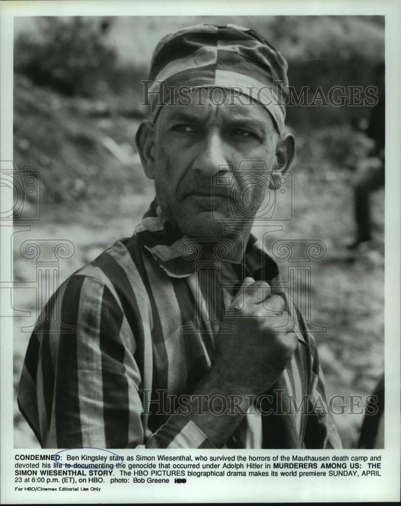 1989 Press Photo Actor Ben Kingsley in &quot;The Simon Wiesenthal Story&quot; on HBO-Historic Images