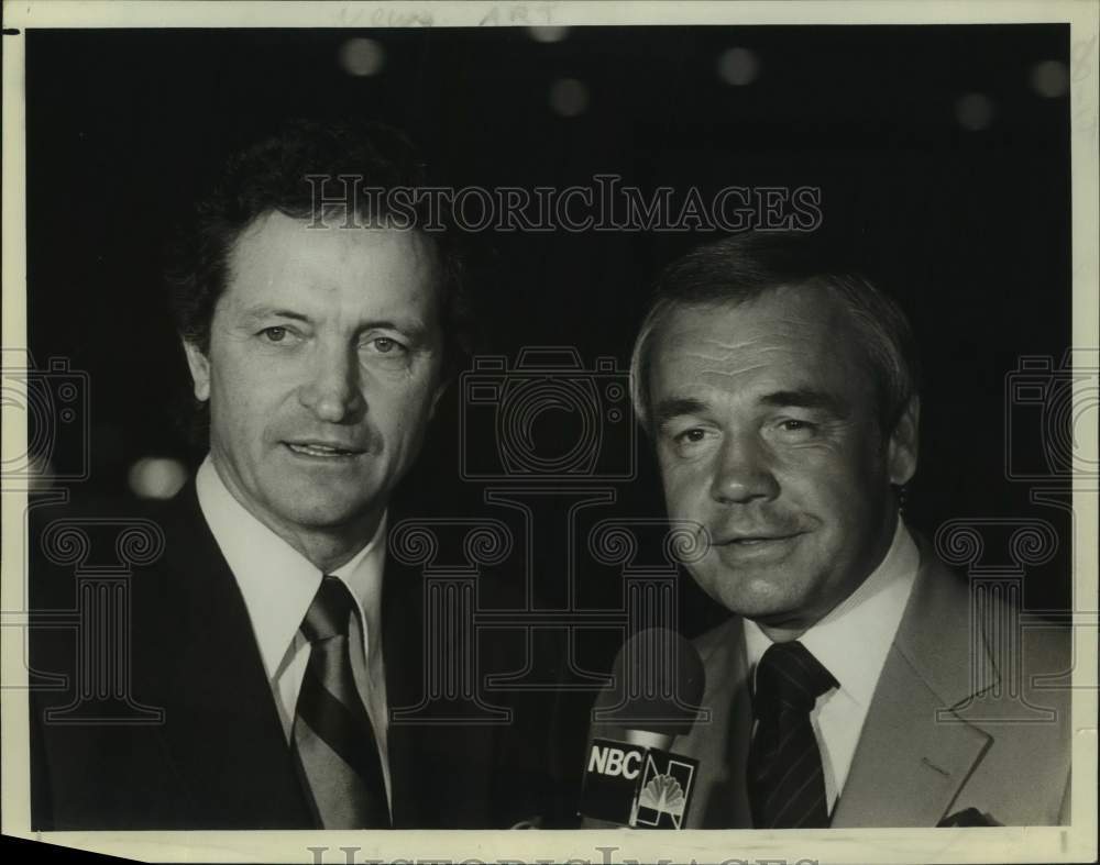 1981 Press Photo Al McGuire and Dick Enberg, NBC Sports college commentators-Historic Images