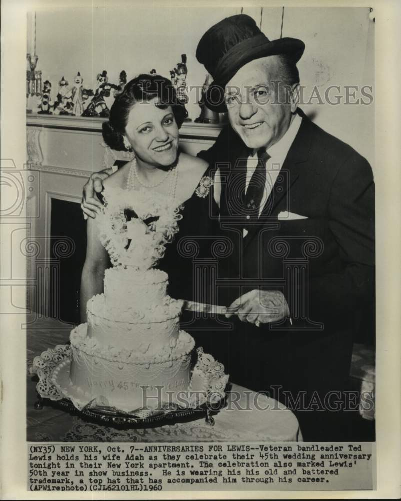 1960 Press Photo Ted &amp; Adah Lewis celebrates their 45th wedding anniversary - Historic Images