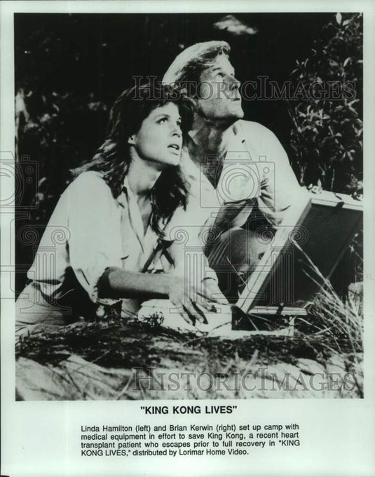 1987 Press Photo Linda Hamilton & Brian Kerwin star in "King Kong Lives"-Historic Images