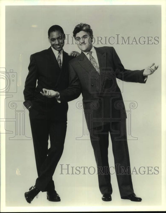 1992 Press Photo Branford Marsalis & Jay Leno on The Tonight Show With Jay Leno.-Historic Images