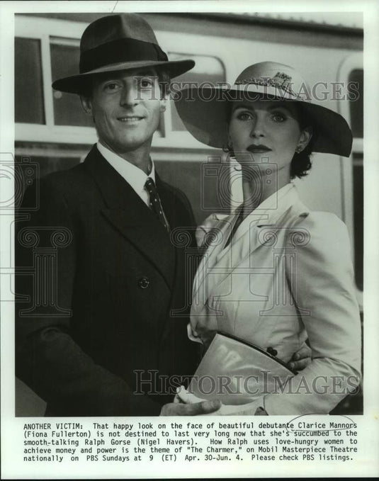 1989 Fiona Fullerton and Nigel Havers star in "The Charmer." on PBS - Historic Images