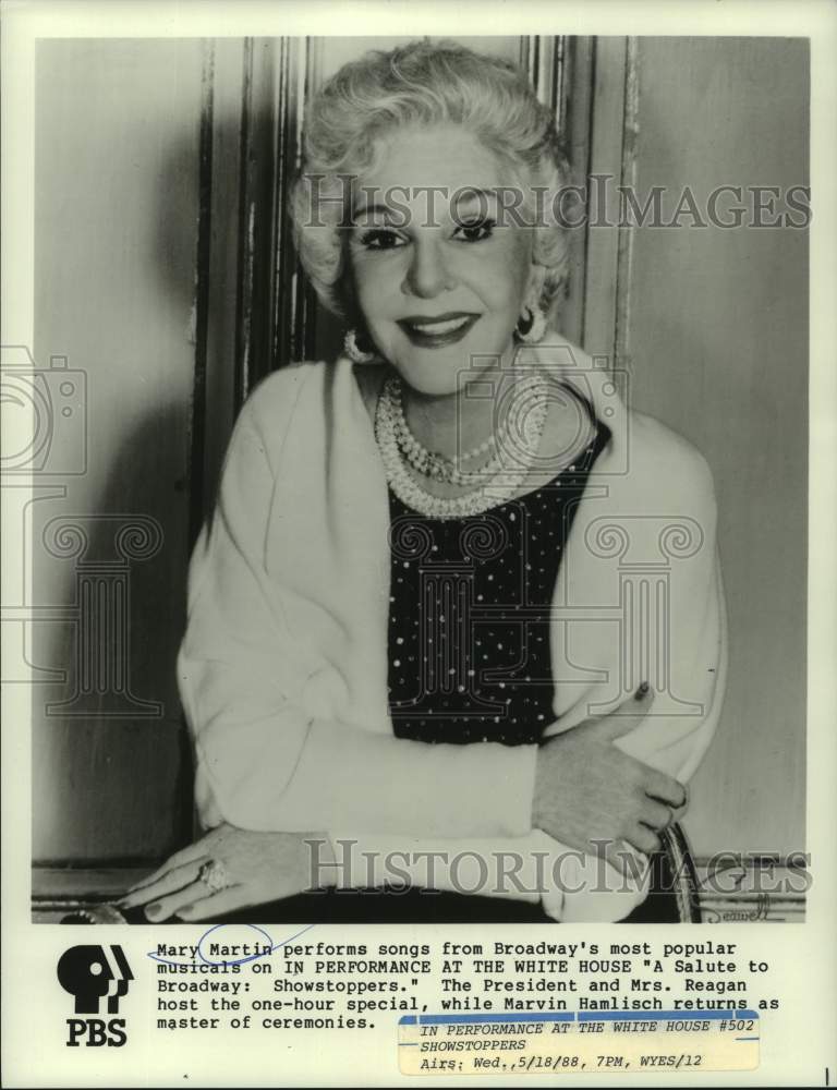 1988 Press Photo Mary Martin perform in &quot;A Salute to Broadway: Showstoppers&quot;-Historic Images