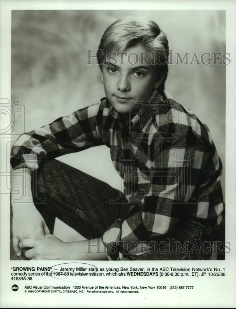 1988 Press Photo Jeremy Miller stars as Ben Seaver, &quot;Growing Pains&quot; - nop49607-Historic Images