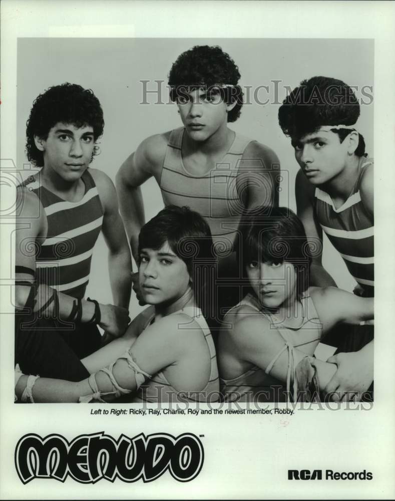 1984 Five members of the band Menudo - Historic Images