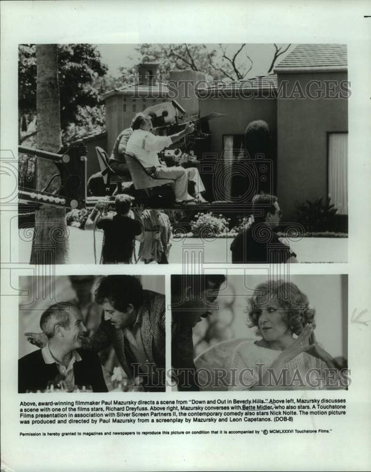 1986 Press Photo Actress Bette Midler, co-stars in Down and Out in Beverly Hills-Historic Images