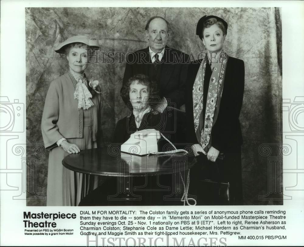 1992 Press Photo Actor Michael Hordern, co-stars in "Memento Mori" on PBS-TV - Historic Images