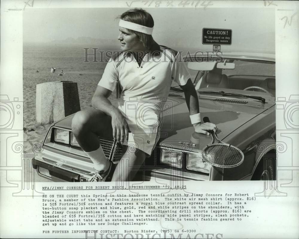 1979 Press Photo Jimmy Connors for Robert Bruce men&#39;s tennis fashion.-Historic Images