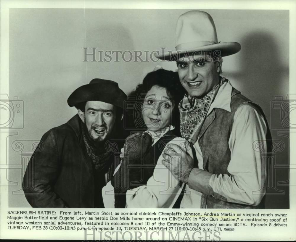 1984 Press Photo Actress Andrea Martin, co-stars in &quot;Six Gun Justice&quot; on Cinemax-Historic Images