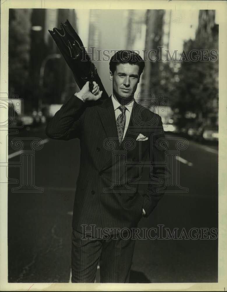 1988 Man models suit, Men&#39;s Fashion - Historic Images