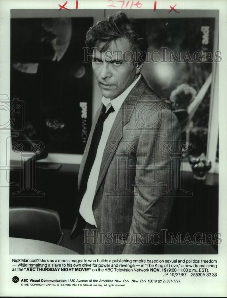 1987 Press Photo Nick Mancuso stars in The King of Love, on ABC. - nop51164-Historic Images