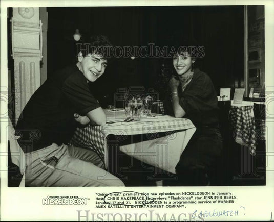 1984 Chris Makepeace interviews Jessica Beals in "Nickelodeon" - Historic Images