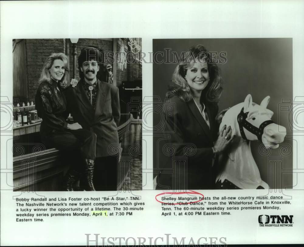 1991 Press Photo TNN series&#39; hosts Bobby Randall, Lisa Foster, Shelley Mangrum-Historic Images