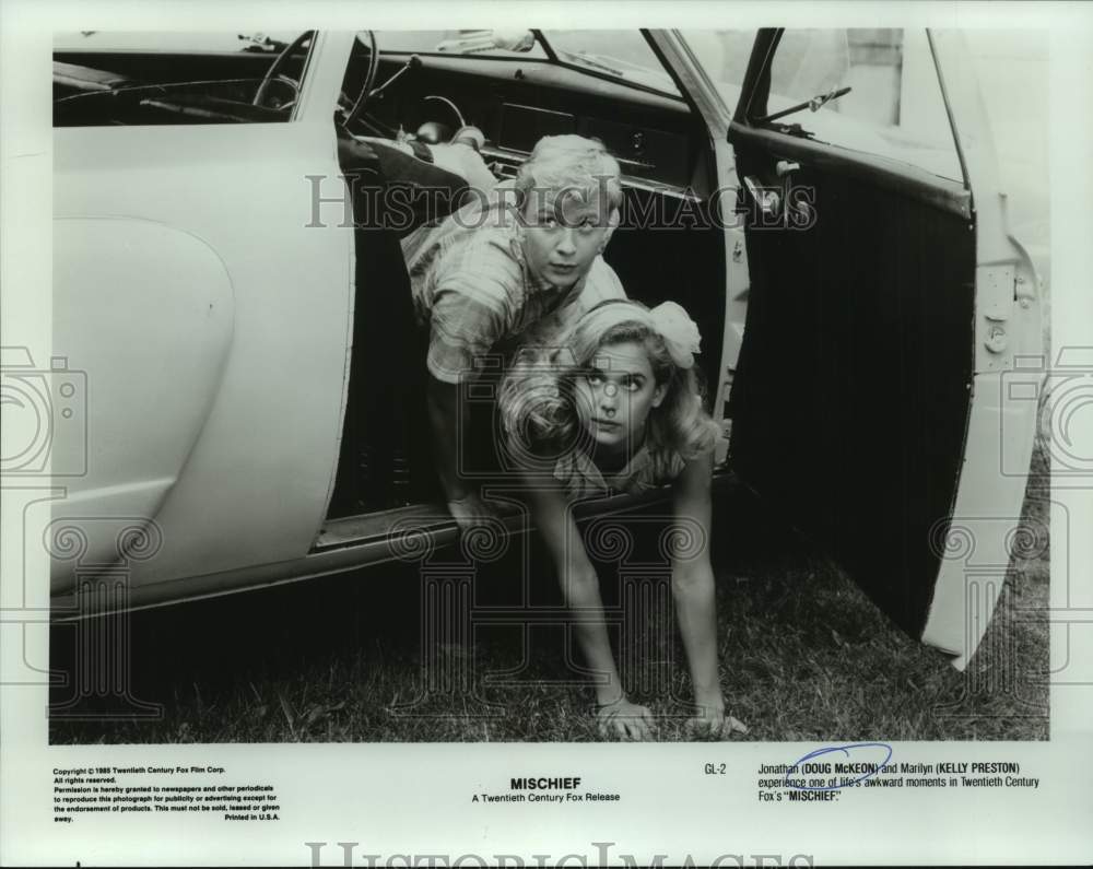 1985 Press Photo Doug McKeon and Kelly Preston starring in "Mischief"-Historic Images