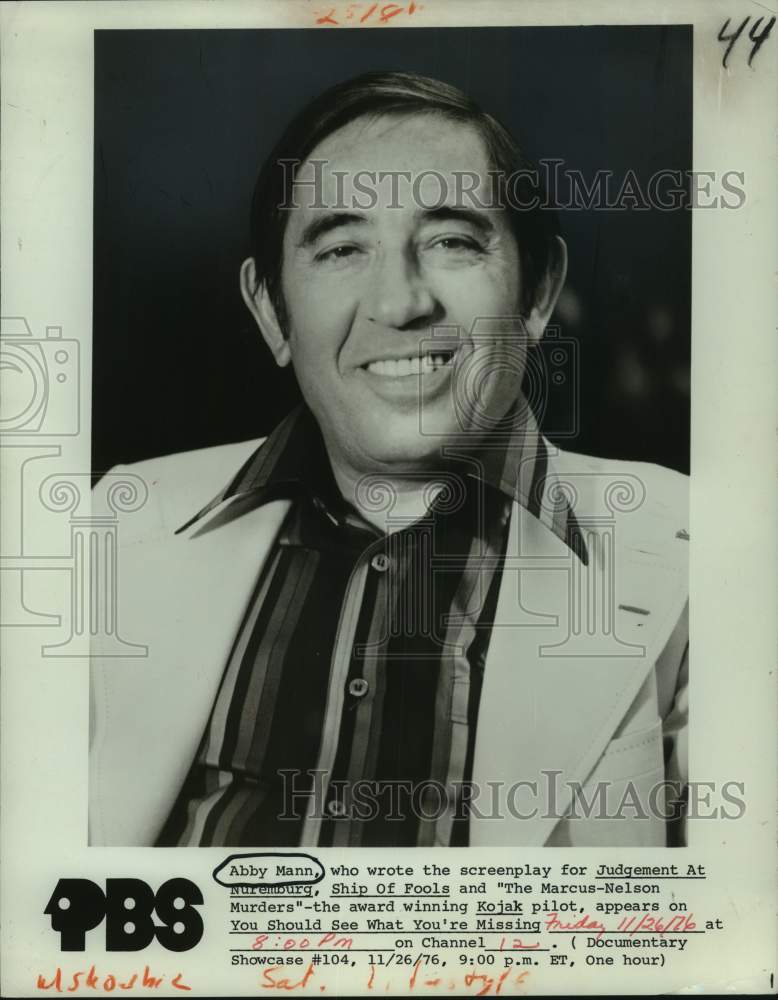 1976 Press Photo Screenplay writer Abby Mann appears on PBS - nop52577-Historic Images