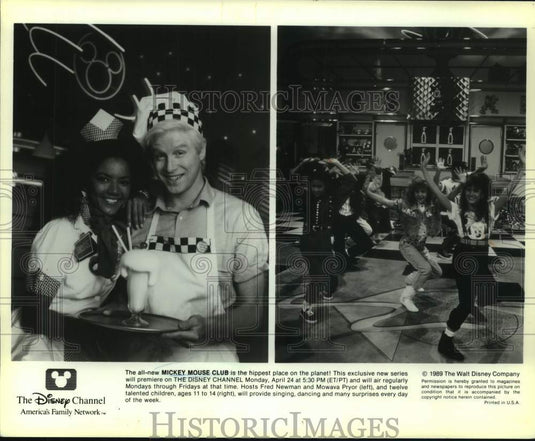 1989 Press Photo Mickey Mouse Club Hosts Fred Newman & Mowava Pryor & others-Historic Images
