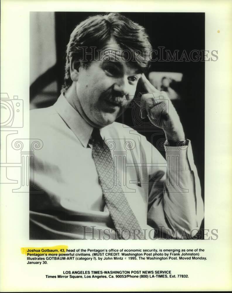 1995 Press Photo Pentagon Economic Security head Joshua Gotbaum in Washington-Historic Images