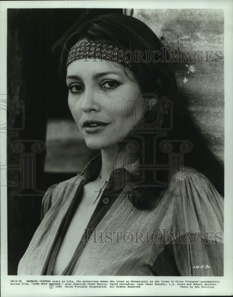 1982 Barbara Carrera stars as Lola in "Lone Wolf McQuade." - Historic Images