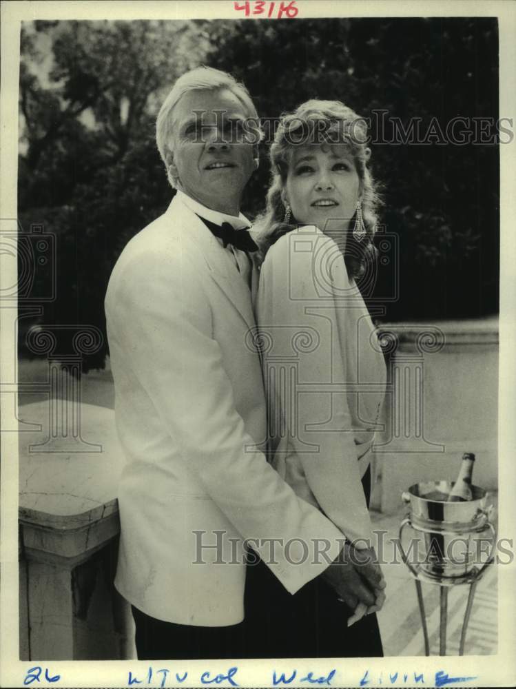 1986 Press Photo Malcolm McDowell, Lisa Eilbacher, Actors in &quot;Monte Carlo&quot;-Historic Images