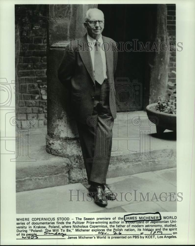 1978 Press Photo &quot;James Michener&#39;s World&quot; host James Michener - nop54673-Historic Images