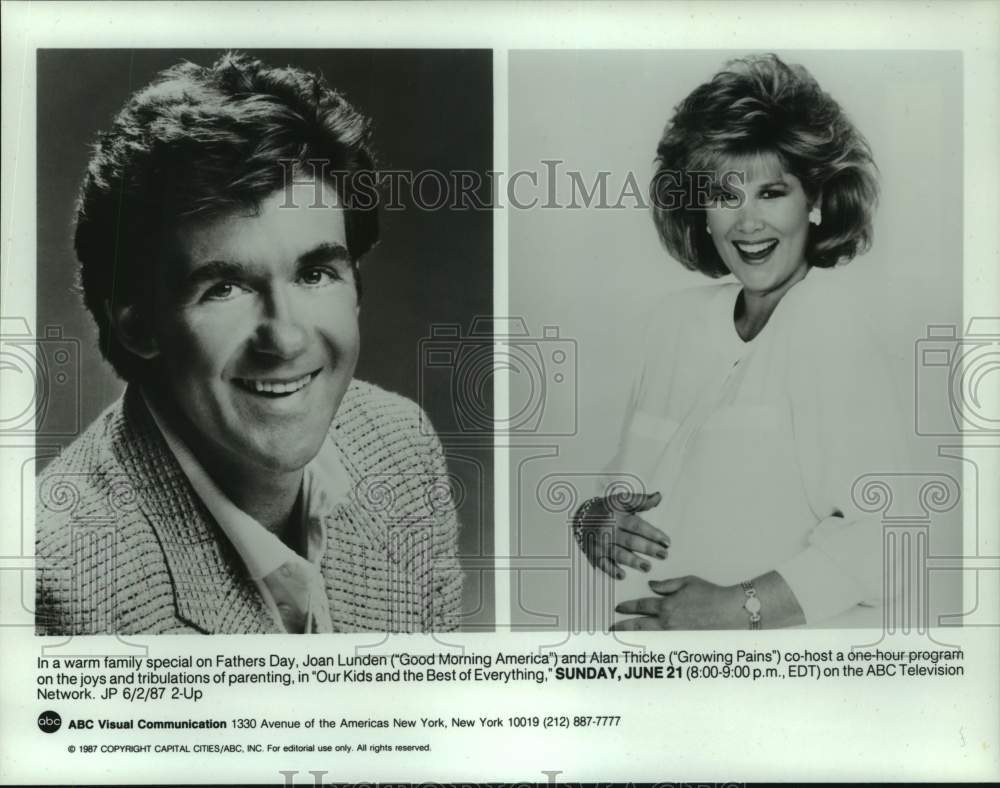 1987 Press Photo Joan Lunden and Alan Thicke co-host Fathers&#39; Day special-Historic Images