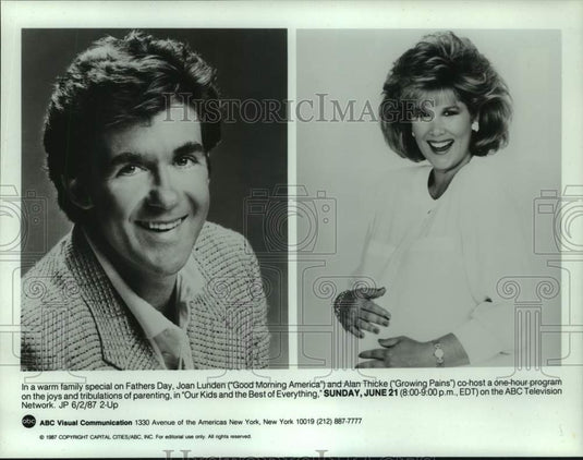 1987 Press Photo Joan Lunden and Alan Thicke co-host Fathers' Day special-Historic Images