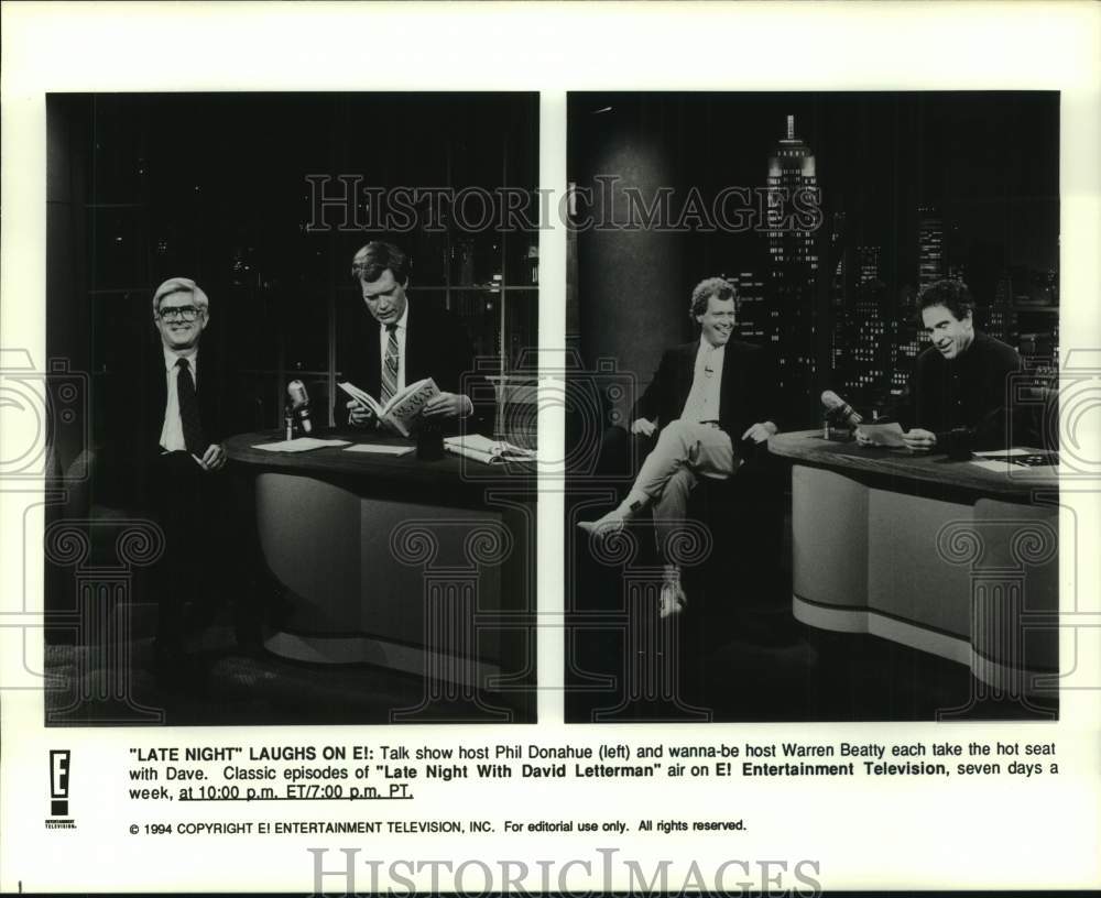 1994 Phil Donahue and Warren Beatty on &quot;Late Night&quot; with Letterman - Historic Images