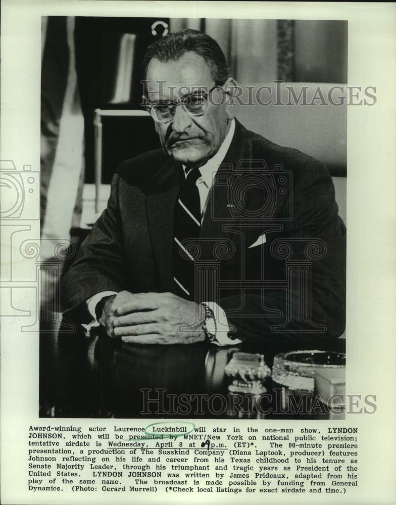 1987 Press Photo Actor Laurence Luckinbill portrays Lyndon Johnson on PBS-TV-Historic Images