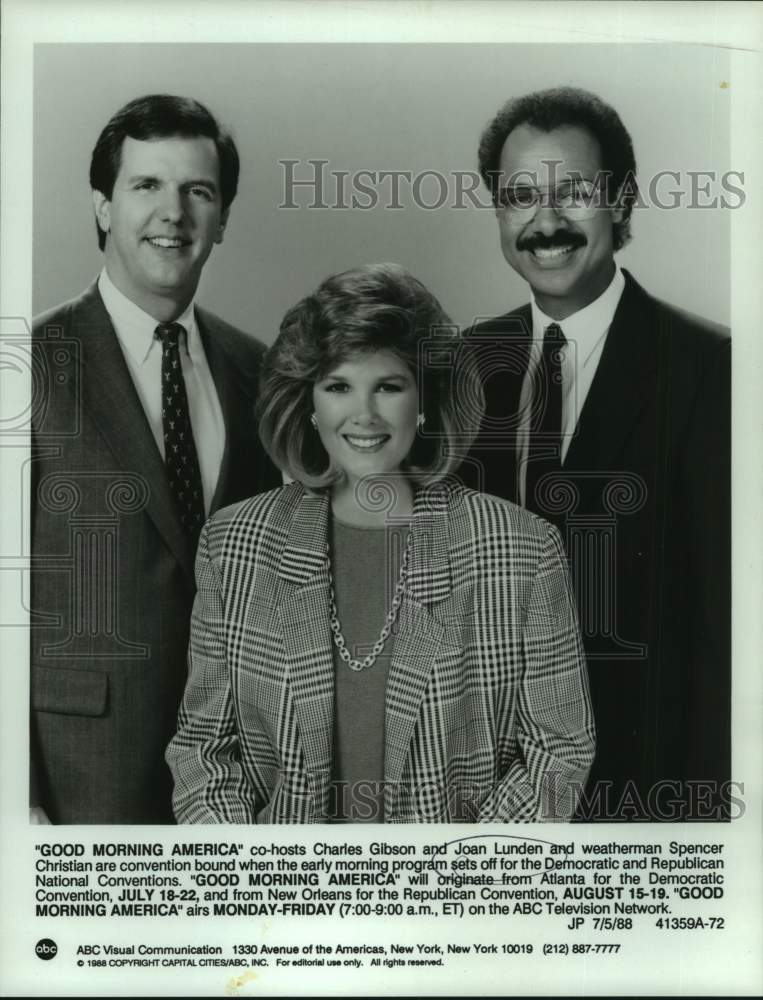1988 &quot;Good Morning America&quot; co-hosts Charles Gibson, Joan Lunden - Historic Images