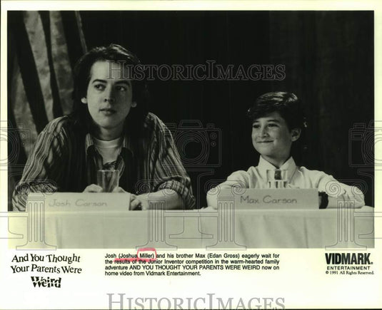 1991 Press Photo Actors Joshua Miller and Edan Gross in Vidmark movie scene-Historic Images