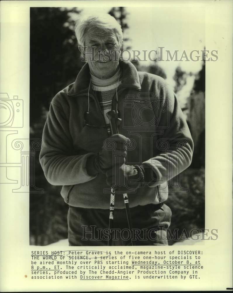 1986 Peter Graves, Host of &quot;Discover: The World of Science&quot; on PBS - Historic Images