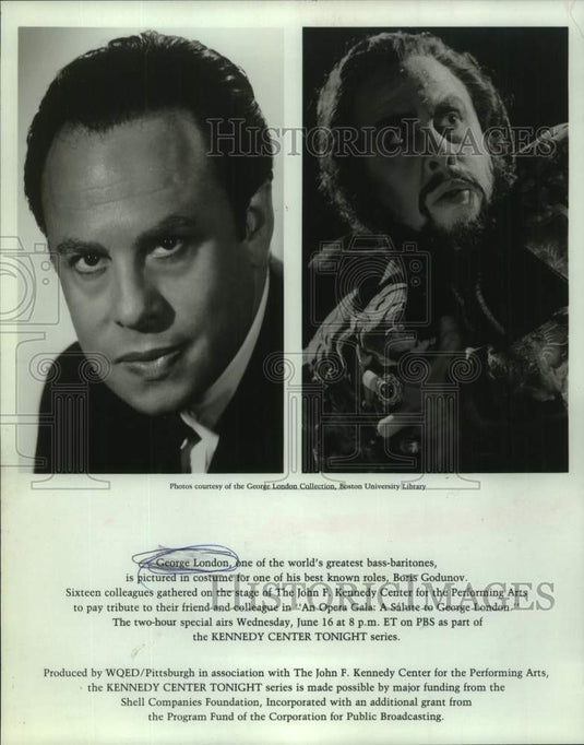 1983 Press Photo George London, Bass-baritone singer in & out of costume-Historic Images