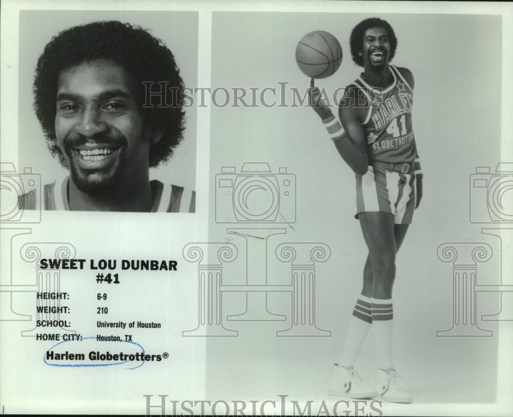 1984 Press Photo Sweet Lou Dunbar of the Harlem Globetrotters, Basketball Player - Historic Images