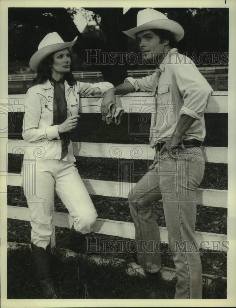 1980 Press Photo Carla Borelli and Chandler Hill Harben star in NBC-TV&#39;s &quot;Texas&quot;-Historic Images