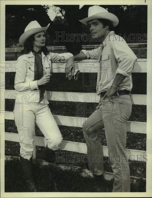 1980 Press Photo Carla Borelli and Chandler Hill Harben star in NBC-TV's "Texas"-Historic Images