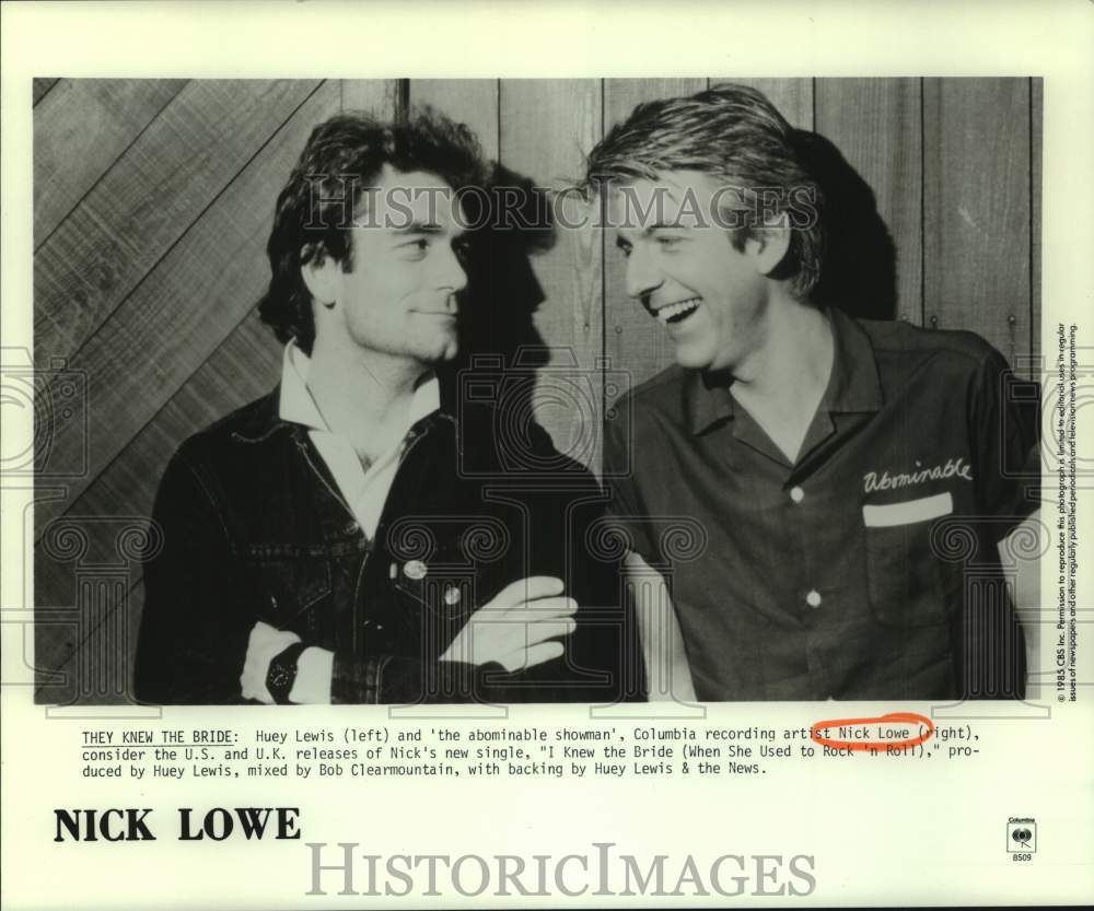 1985 Huey Lewis &amp; Nick Lowe recording &quot;I Knew the Bride...&quot; - Historic Images