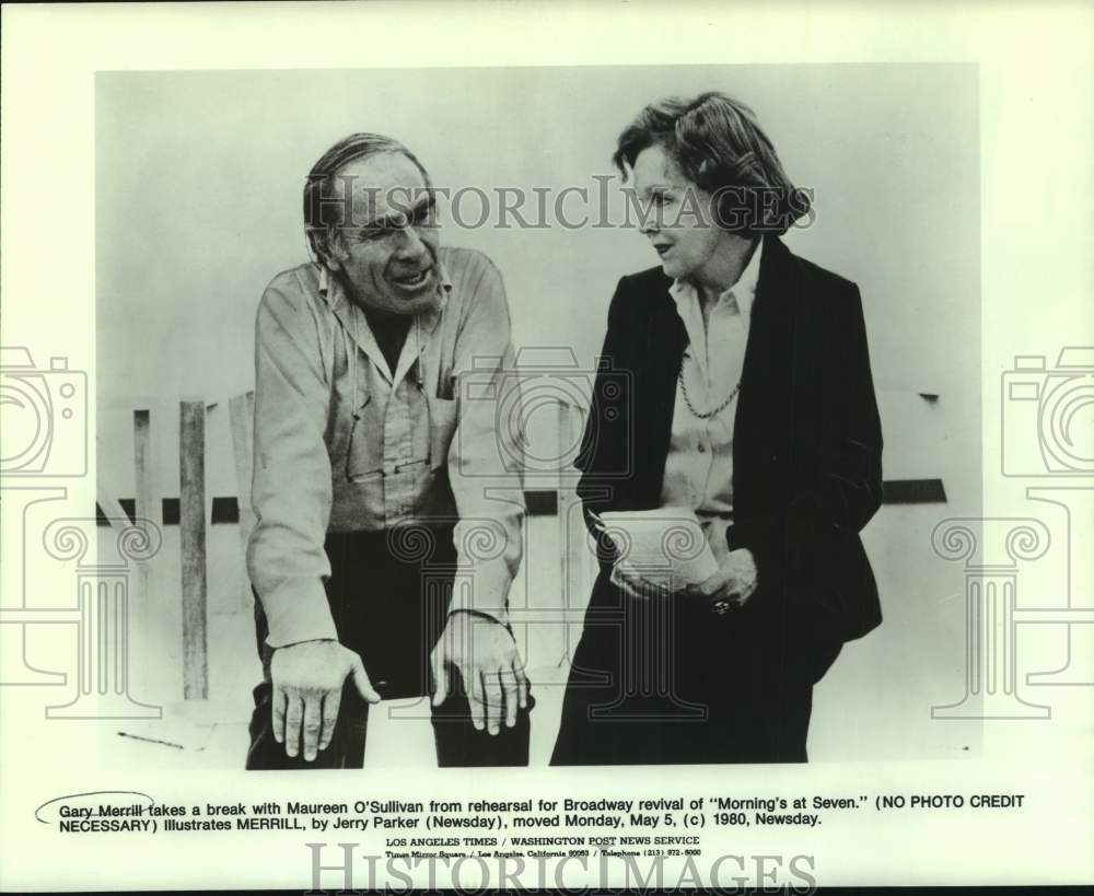 1980 Press Photo Gary Merrill &amp; Maureen O&#39;Sullivan in &quot;Morning&#39;s at Seven&quot;-Historic Images