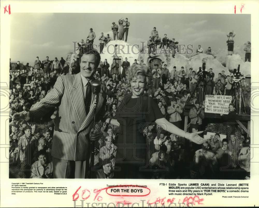 1991 Press Photo James Caan and Bette Midler star in &quot;For The Boys.&quot; - nop58991-Historic Images