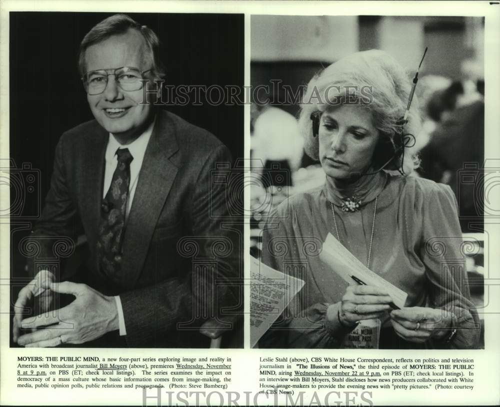 1989 Broadcast Journalist Bill Moyers &amp; Leslie Stahl - Historic Images