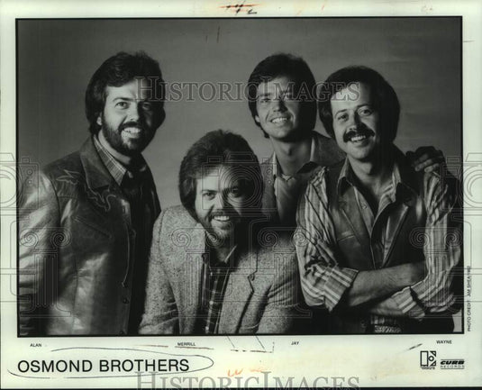 1982 Press Photo Osmond Brothers: Alan, Merrill, Jay and Wayne - nop59267-Historic Images