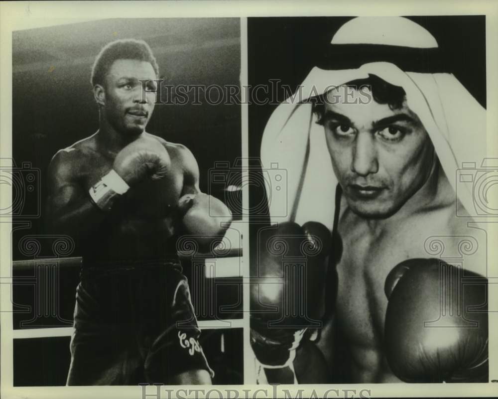 1982 Press Photo Boxers Curtis Parker and Mustafa Hamsho in rematch on NBC - Historic Images