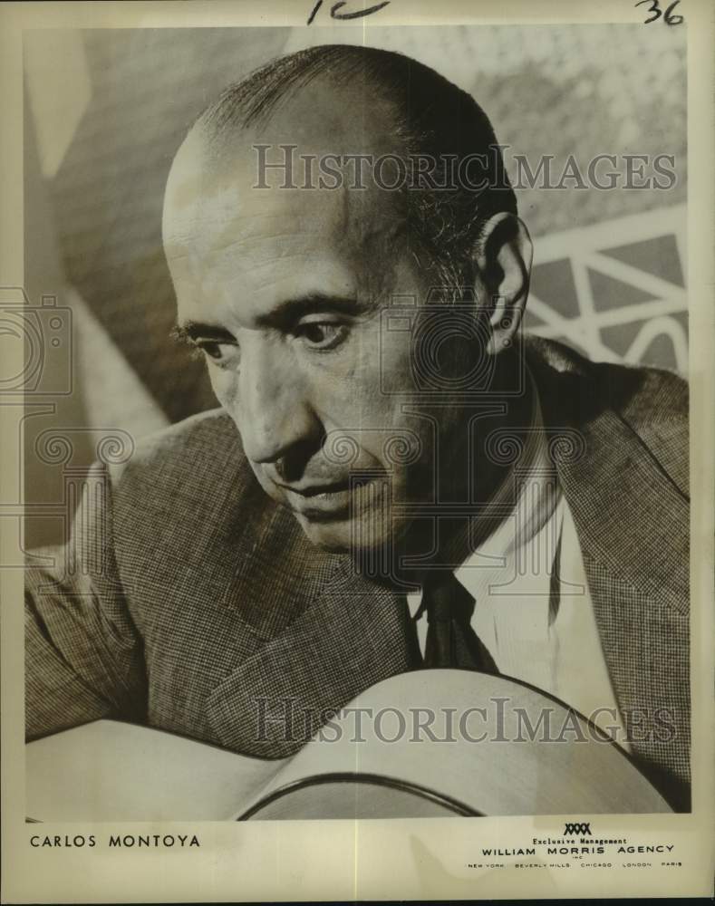 1960 Press Photo Guitarist Carlos Montoya in concert at Tulane University.-Historic Images