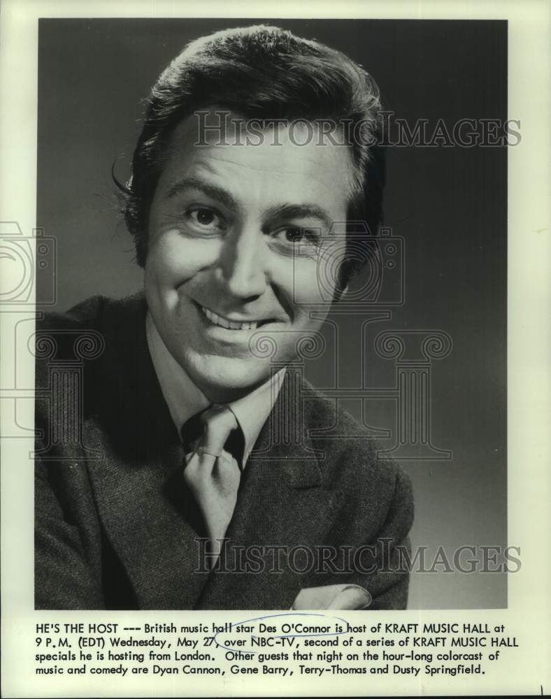 1970 Press Photo Des O'Connor, host of Kraft Music Hall - nop62749-Historic Images