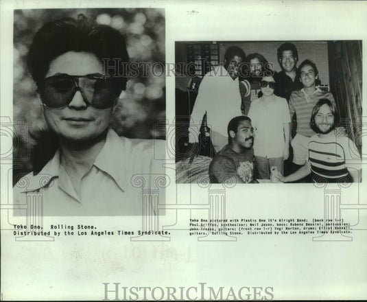 1983 Press Photo Yoko Ono show with Plastic One It's Alright Band. - nop62952-Historic Images