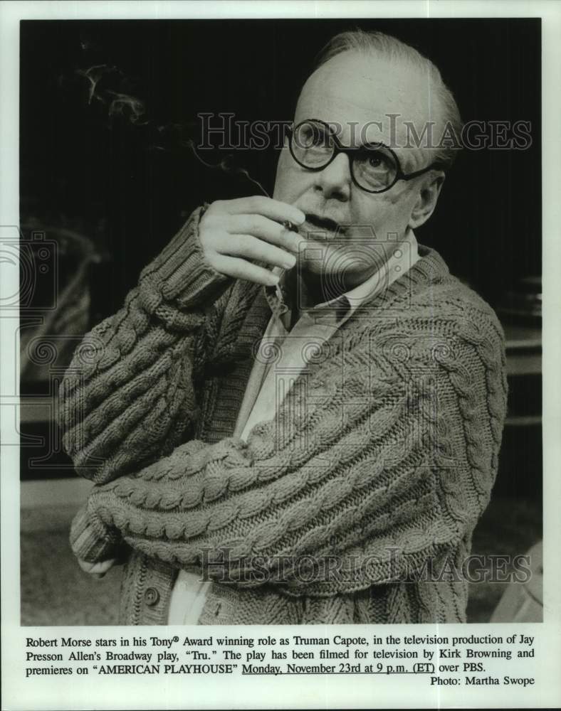 1992 Press Photo Robert Morse stars in Tru, on PBS. - Historic Images