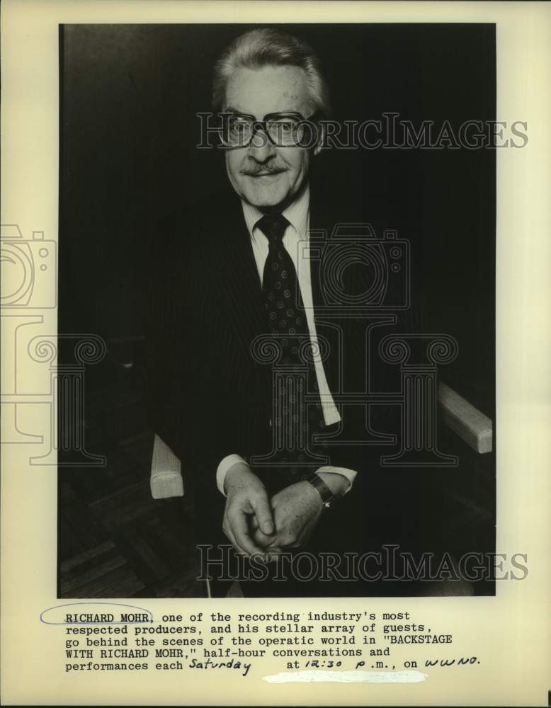 1980 Press Photo Richard Mohr in &quot;Backstage With Richard Mohr&quot; on WWNO - Historic Images