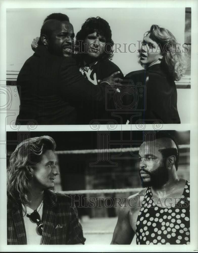 1987 Press Photo Mr. T shown with Amy Taler and guest stars of &quot;T and T.&quot; - Historic Images