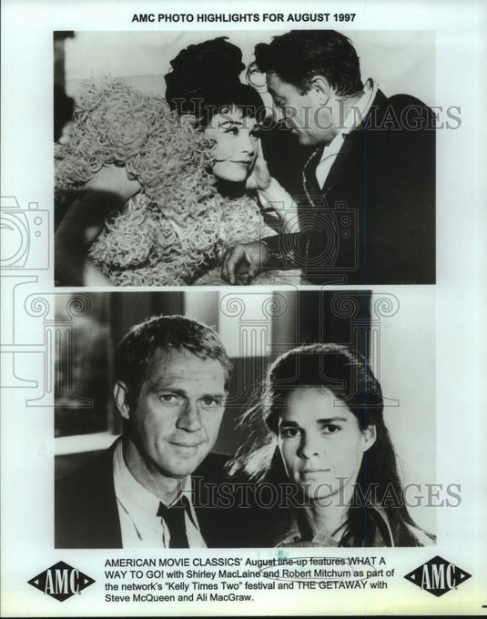1997 Press Photo Robert Mitchum and stars of AMC's August 1997 photo highlights - Historic Images