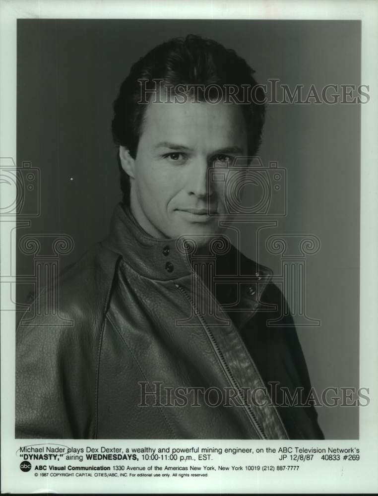 1987 Press Photo Actor Michael Nader in &quot;Dynasty&quot; - Historic Images